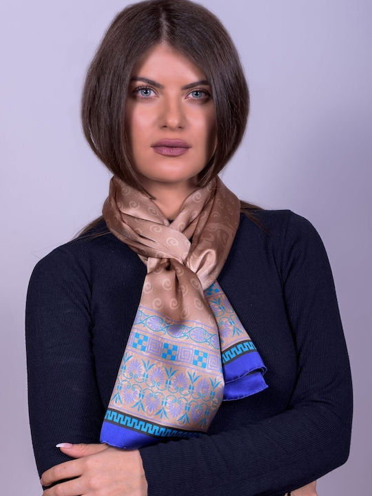 Kalfas Luxury Silk Women's Silk Scarf Beige