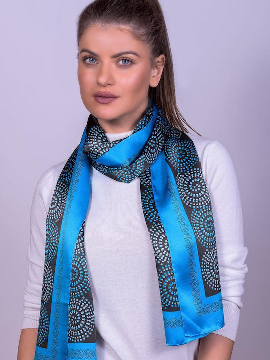Kalfas Luxury Silk Women's Silk Scarf Blue