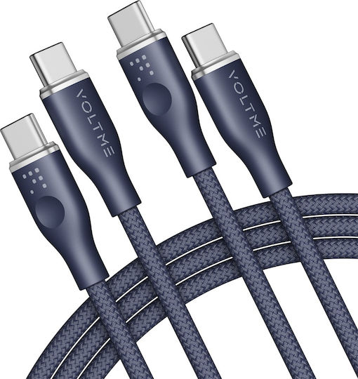Voltme Braided USB 4 Video Cable USB-C Male - USB-C 100W PD Blue 1.8m C2062