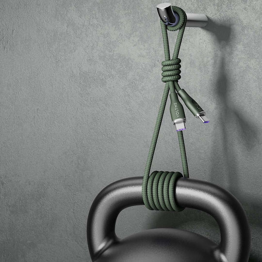 Voltme Braided USB 2.0 Cable USB-C male - USB-C 100W PD Πράσινο 1.8m C2063