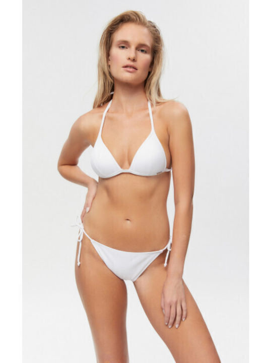 Padded Triangle Bikini Top Malena with Adjustable Straps White