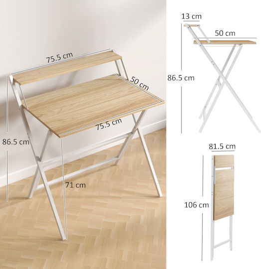 Бюро Дървено Бяло 81.5x62x86.5см