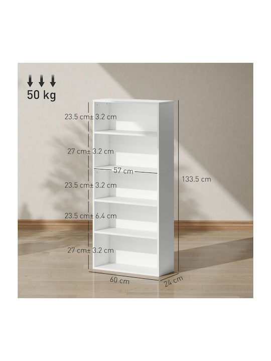 White Bookcase 60x24x133.5cm