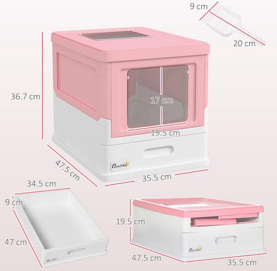 Pawhut Cat Toilet Closed Pink L47.5 x W35.5 x H36.7cm