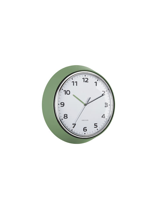 Karlsson Wall Clock Modern Retro Green – Metal Clock Ø34cm Retro Design