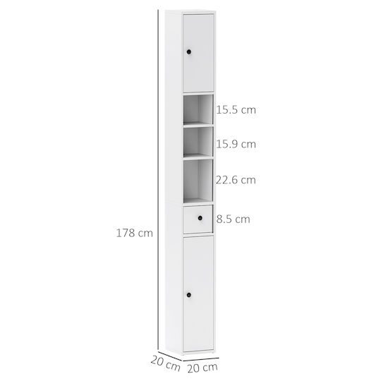 HomCom Coloană pentru baie pardoseală M20xB20xY178cm Alb