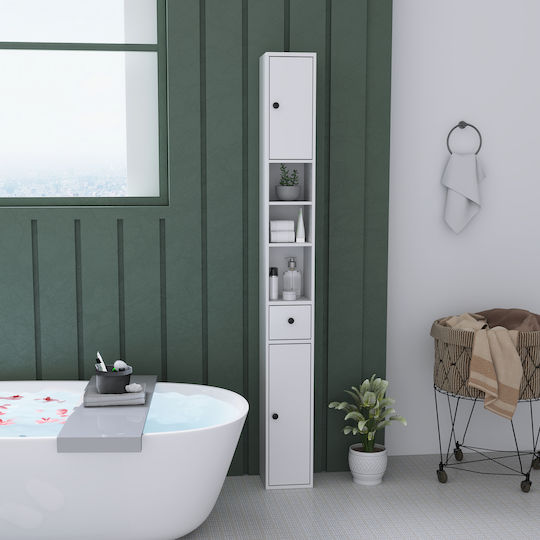HomCom Coloană pentru baie pardoseală M20xB20xY178cm Alb
