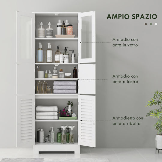 HomCom Cabinet de coloană pentru baie pardoseală M60xL30xH170.5cm Alb