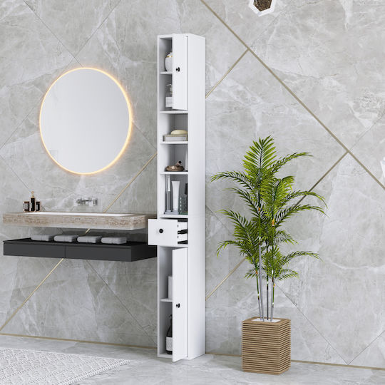 HomCom Coloană pentru baie pardoseală M20xB20xY178cm Alb