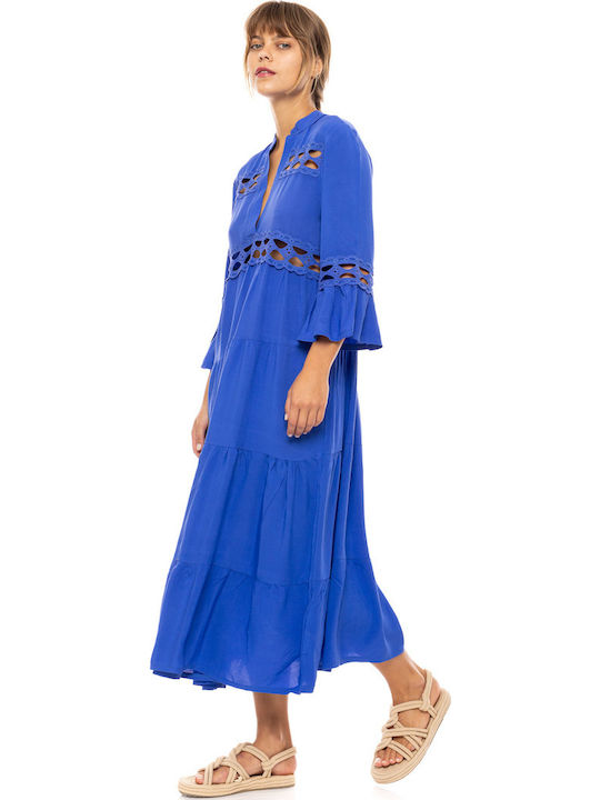 Pink Label Damen Maxi Kleid Strand Ultra Violet