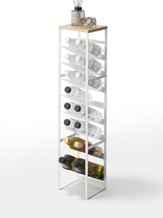 Yamazaki Free Standing Metallic Wine Cabinet for 8 Bottles White 20x19.3x88.5cm