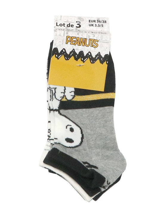 Peanuts Worldwide LLC Γυναικείες Κάλτσες Γκρι 3Pack