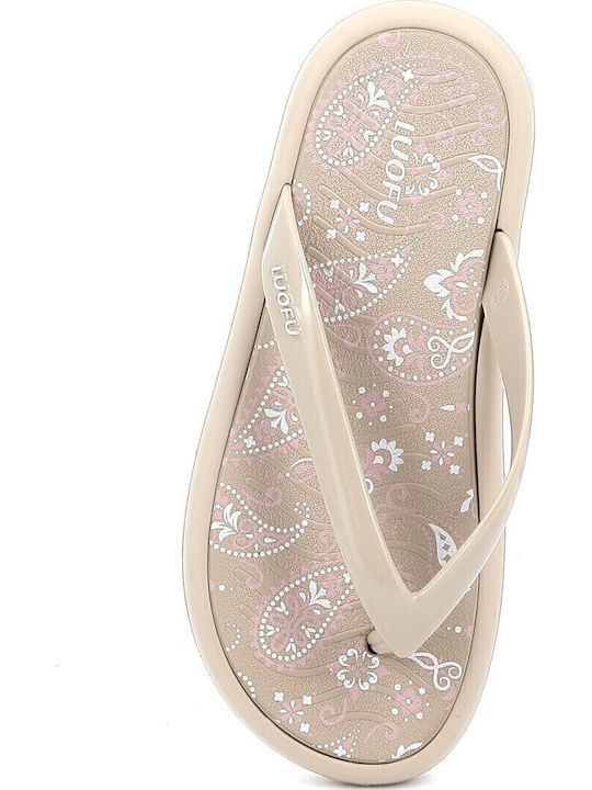 Frauen Flip Flops in Beige Farbe