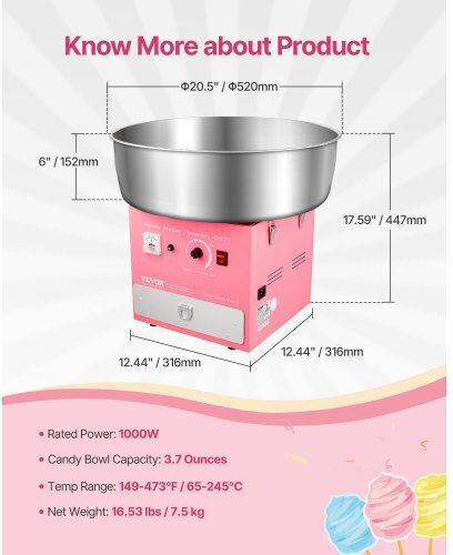 Vevor Candy Floss Maker Pink
