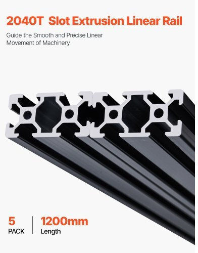Vevor 5 Pieces 47.2 Inches 1200 Mm T Slot 2040 Anodized Aluminum Rail 2040oblxcdg5pc6jt001v0