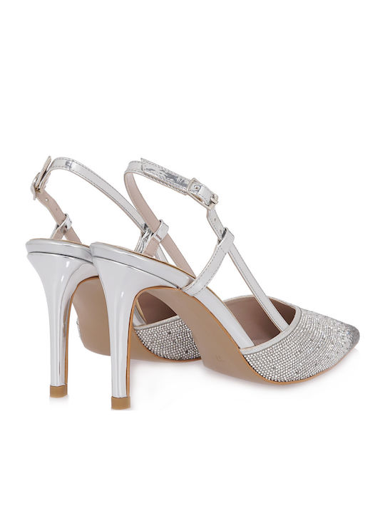 Synthetic Leather Silver High Heels