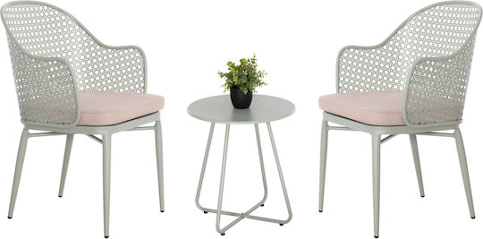 Garden & Outdoor Furniture Sets Dining Room for Small Balcony Lounge 3 Pieces Pistachio with Pillows