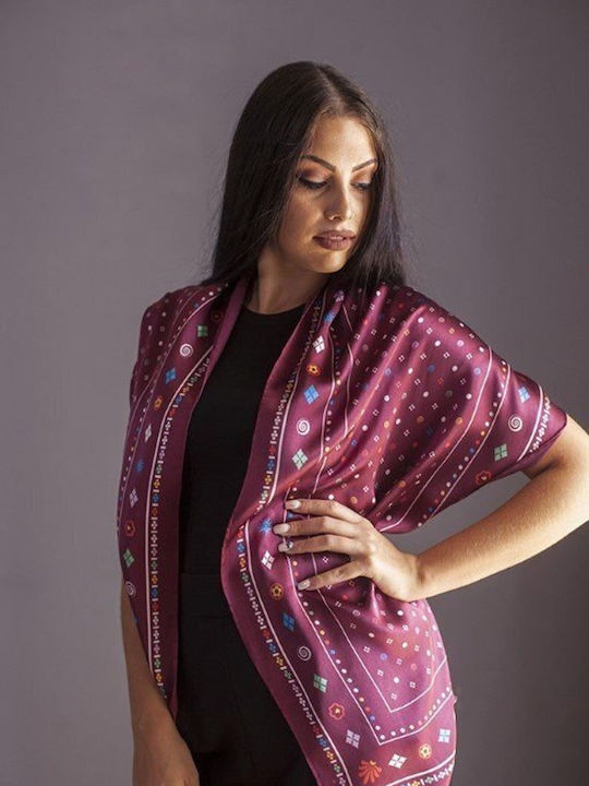 Kalfas Luxury Silk Γυναικείο Μεταξωτό Φουλάρι Κόκκινο