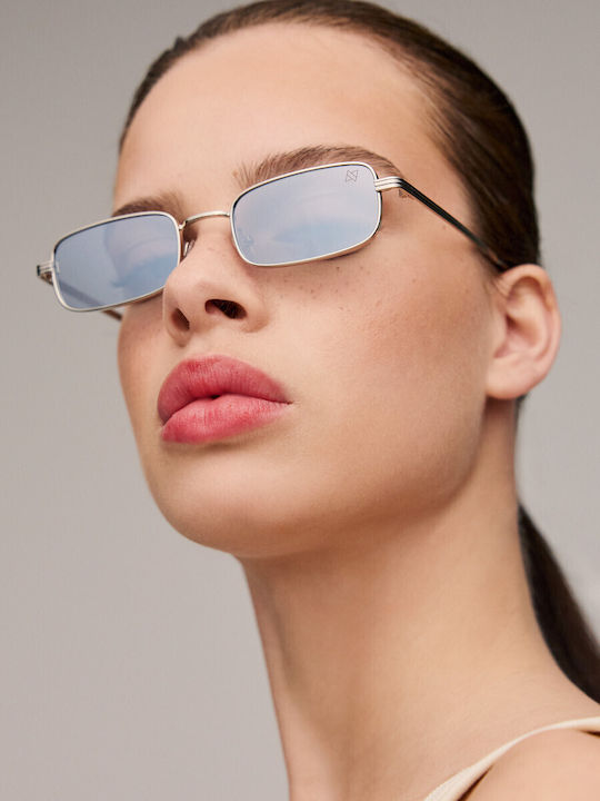 AV Sunglasses Cali Unisex Γυαλιά Ηλίου με Ασημί Μεταλλικό Σκελετό και Ασημί Καθρέφτη Φακό 128-SILVER