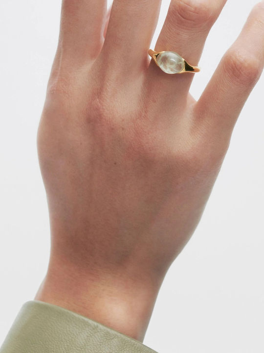 P D Paola Ring with Stones made of Silver Gold Plated