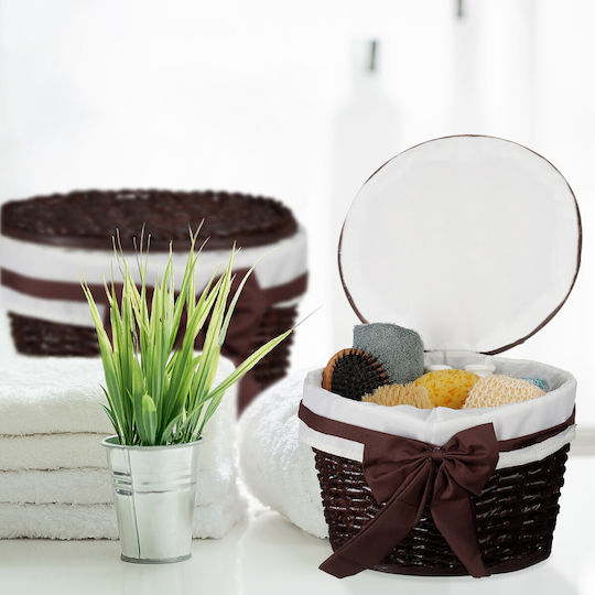 Relaxdays Coș de Depozitare Plastic cu capac Maro 2buc Relaxdays Coș de Depozitare Plastic cu capac Maro 2buc