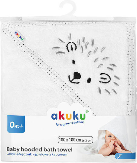 Akuku Baby-Badetuch mit Kapuze Weiß 100x100cm