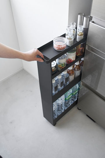 Yamazaki Yamazaki Kitchen Trolley Metallic 4 Tiers Black 48x13x80.5cm