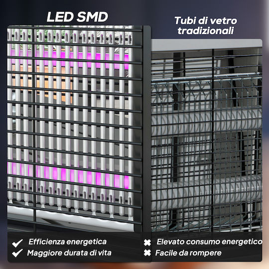 HomCom Лампа за насекоми Вътрешно пространство LED 8W 60м² 849-023V90BK