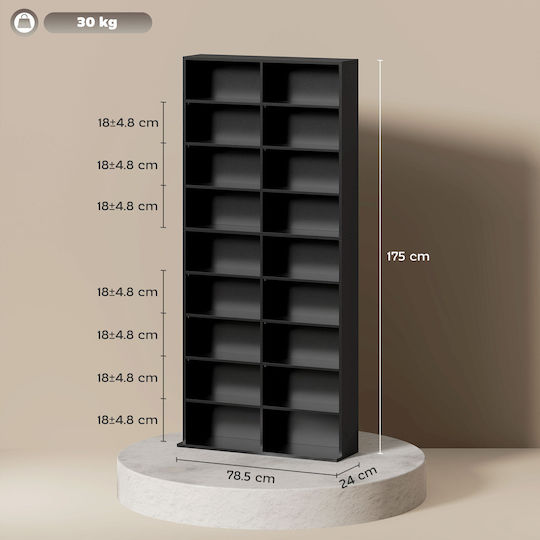 Βιβλιοθήκη Μαύρο 78.5x24x175εκ.