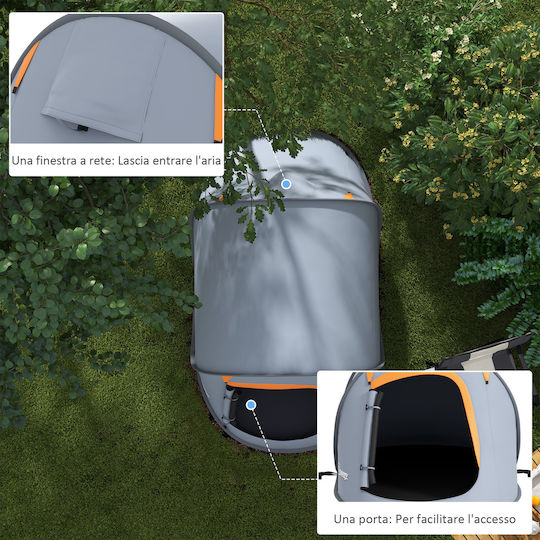 Outsunny Σκηνή Camping Pop Up Γκρι 3 Εποχών για 2 Άτομα 245x148x105εκ.