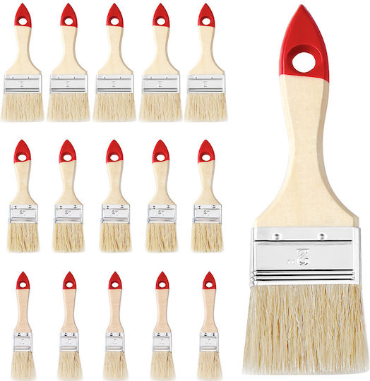 Set 15 Paint Brushes Monzana Wood 3 Different Sizes