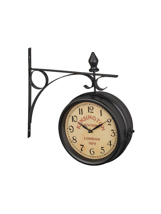 Vintage Wall Clock Double-sided 33 X 34 X 10 Cm Black