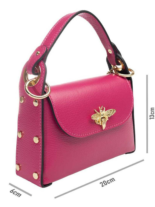 Leder Damentasche Schultertasche Fuchsie