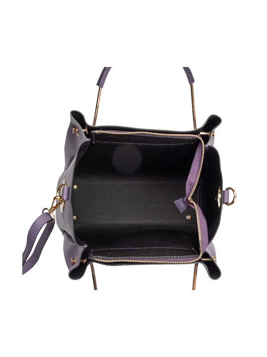 Leder Damentasche Schultertasche Lila