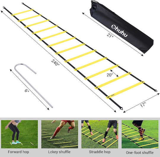 Ohuhu Trainingsset Agility-Leiter 12 Sprossen 6 m Länge Tragetasche