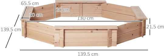 Outsunny Sandbox made of Wood 139.5x139.5x21.5cm. Beige