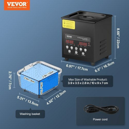 Vevor Ultrasonic Cleaner 2L Basket Timer 60W Hgkcsbqxj2la0jzlzv2