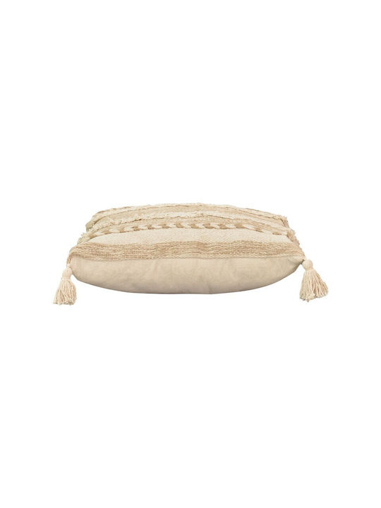 Inart Sofa Cushion Rozi 100% Cotton Beige 45x45cm