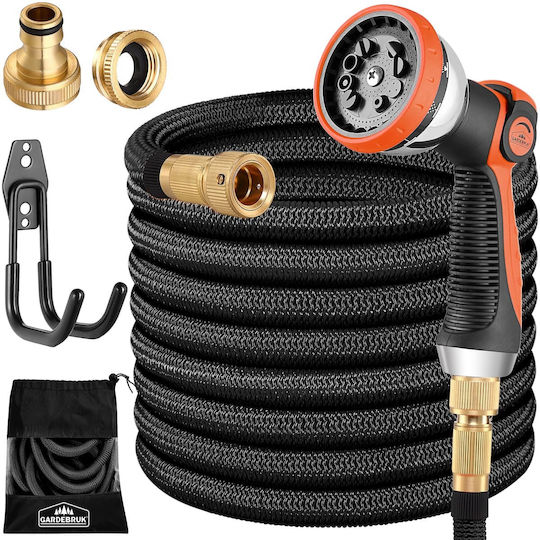 Garden Hose Gardebruk Black 30m Flexible Spray Head 10 Functions
