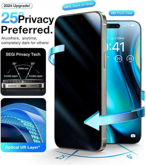 Torras Privacy Full Face Tempered Glass (iPhone 17 Pro Max / iPhone 16 Pro Max)