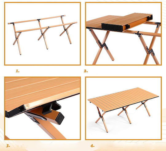 Table Steel for Camping Foldable 120x90x45cm Black
