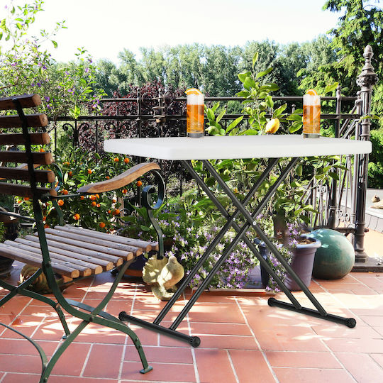 Relaxdays Masă Pliabilă Din Oțel Pentru Mobilier De Camping 78x49x71cm Albă