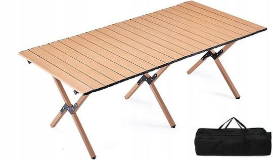 Tabelul Oțel pentru Camping Pliabil 120x90x45cm Maro