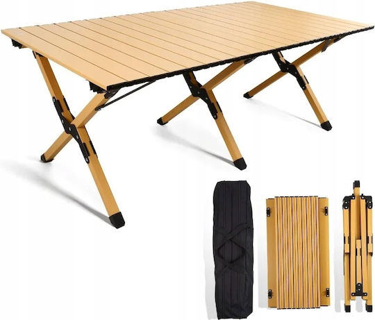 Tabelul Oțel pentru Camping Pliabil 60x90x45cm Maro