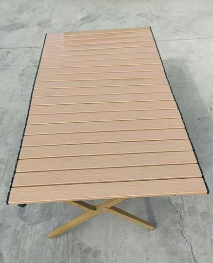 Tabelul Oțel pentru Camping Pliabil 60x90x45cm Maro