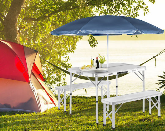 Casaria Set Masă Din Aluminiu Pentru Mobilier De Camping Pliabil În Caz În Care Alb 3 Buc