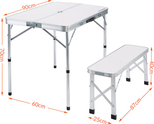 Casaria Set Masă Din Aluminiu Pentru Mobilier De Camping Pliabil În Caz În Care Alb 3 Buc