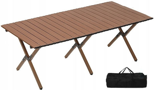 Table Steel for Camping Foldable 120x90x45cm Brown
