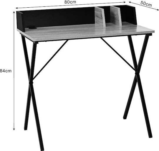 Professional Office Zervan Wooden Oak-black with Metal Legs 80x50x84cm