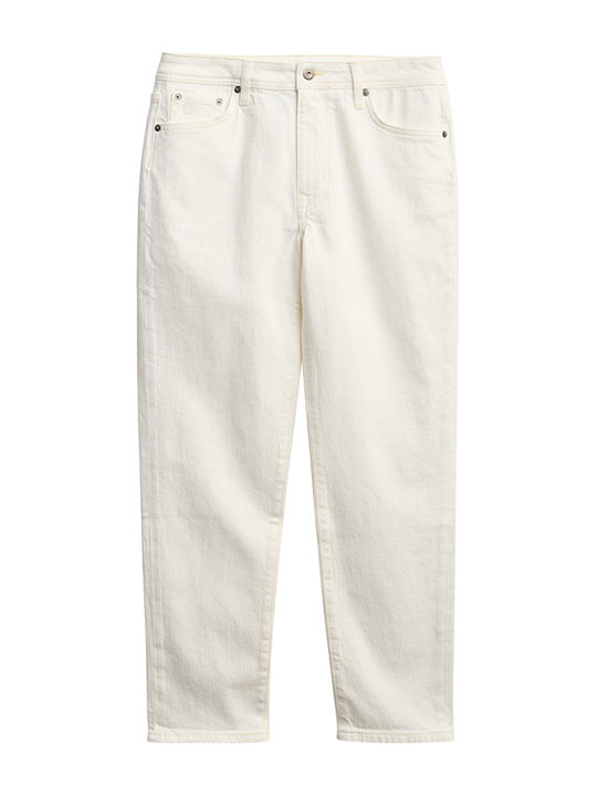 D1 Ovin Vintage Women's Jean Trousers Mid Rise in Slim Fit Ecru